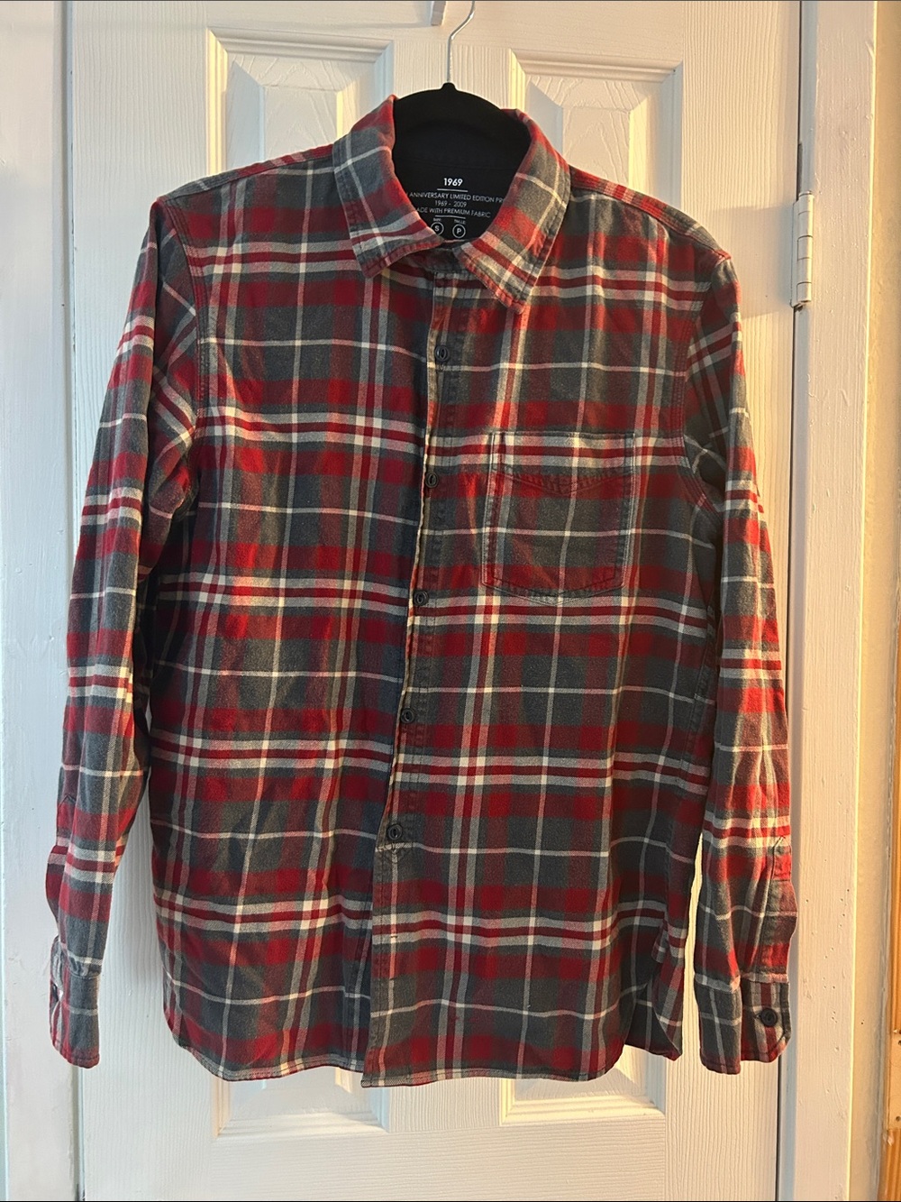 GAP Red and Gray Plaid Button-Down Shirt - Men's Casual, Size S/P